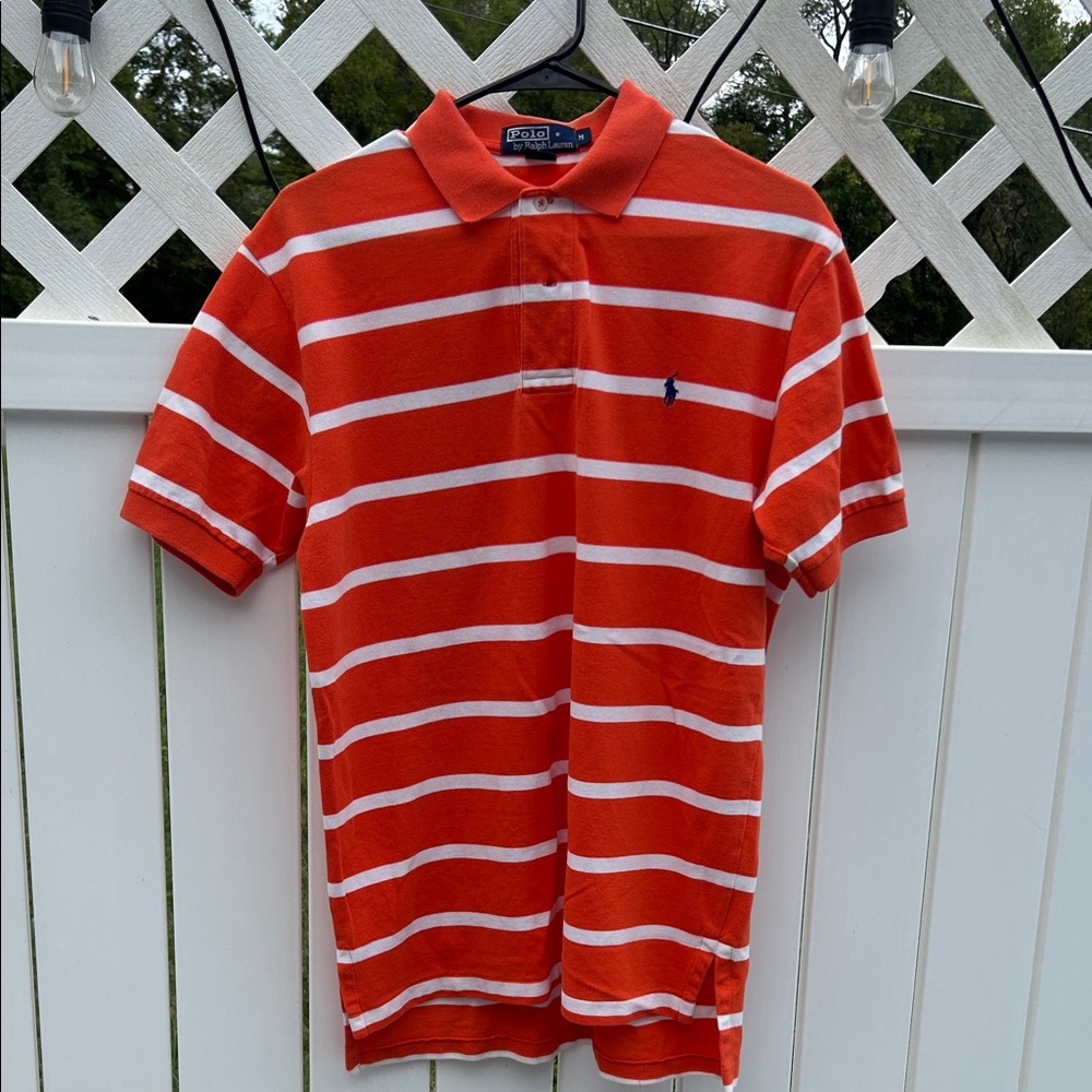 Polo by Ralph Lauren Men's Orange Striped Polo Shirt